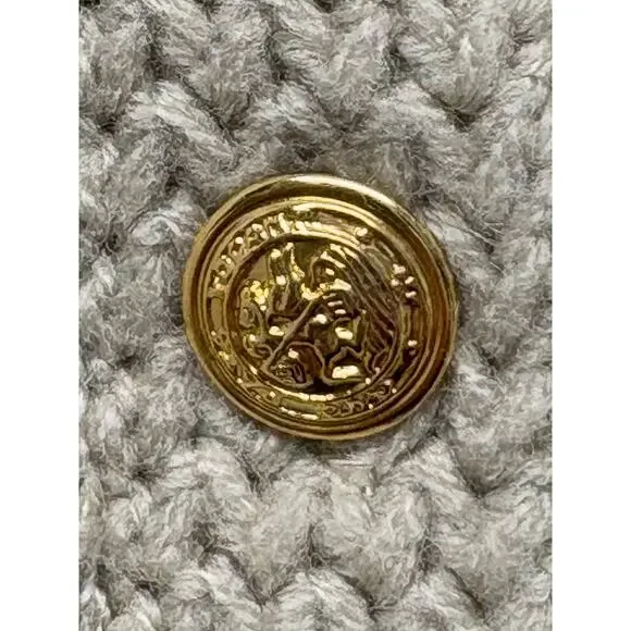 Kerri & Kelsey Sweater Vintage Boucle Cardigan Taupe Beige Crest Buttons Size L - Picture 4 of 6